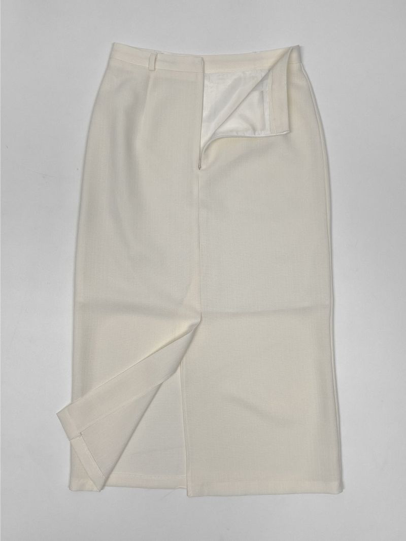 Lara Tweed Belted H-Line Long Skirt