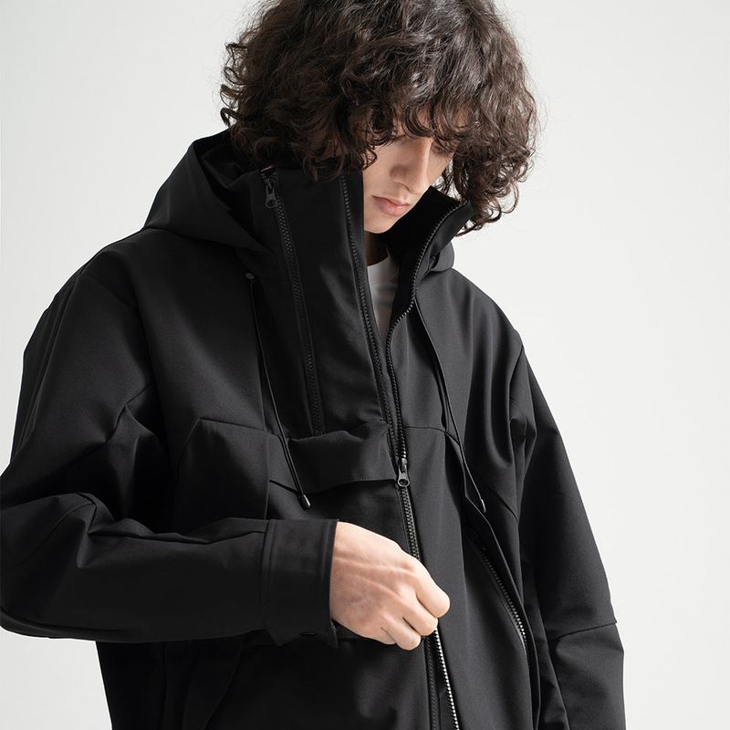 3 Layer Hard Shell Mid-Jacket - BLACK