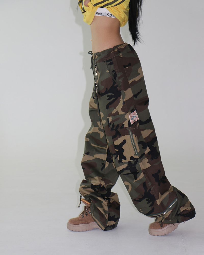 [UNISEX] Patch Military Camo Wide Pants