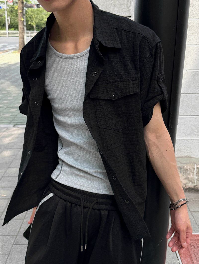 Plaid Roll-Sleeve Shirt