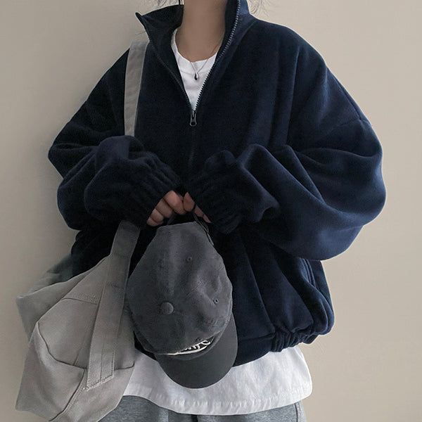 hijjoo（ハイチュー）の「Shortlee boxy fleece zip-up jumper（Jackets/Outerwear）」