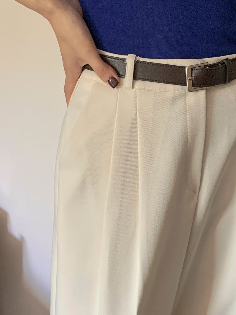 luch wool pintuck wide slacks