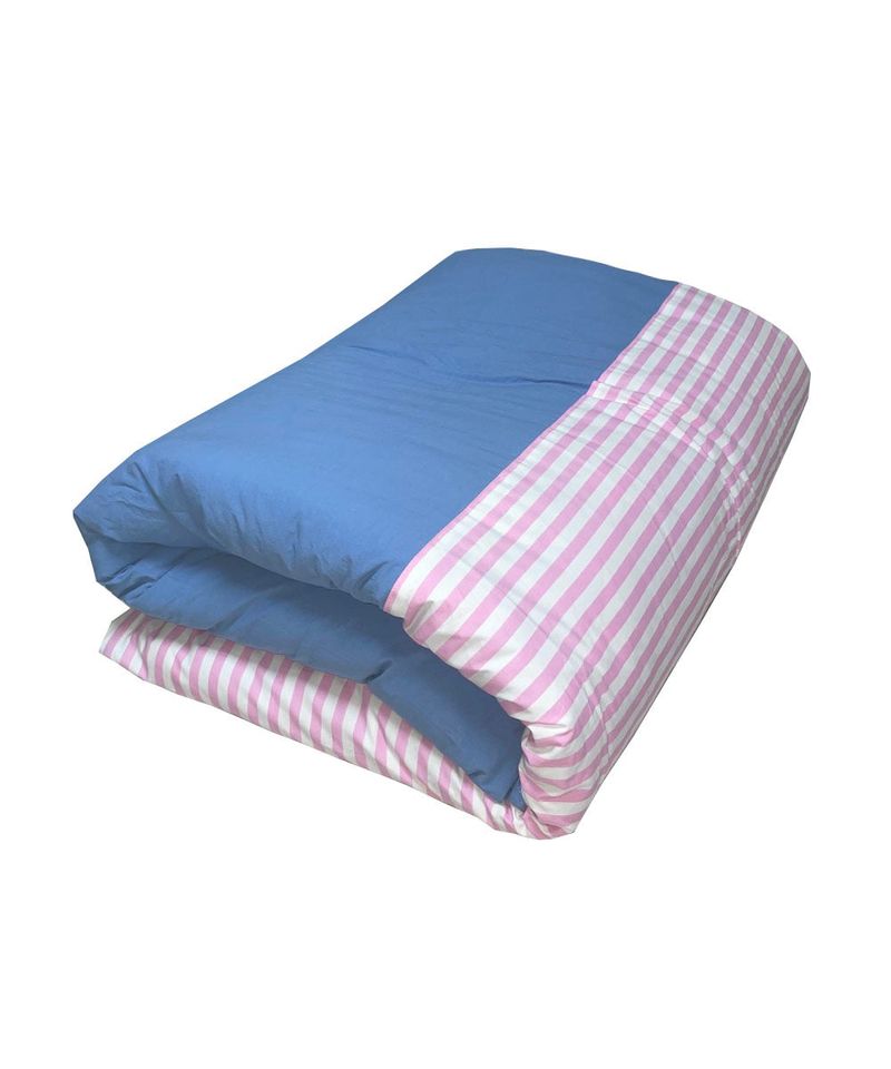 half stripe bedding cover set - pink sky blue