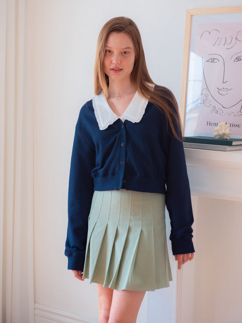 COTTON V-NECK CARDIGAN_NAVY