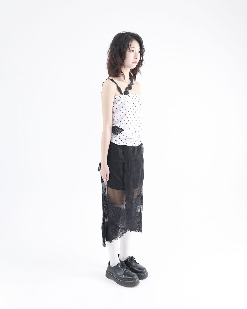 MESH LACE LONG SKIRT BLACK