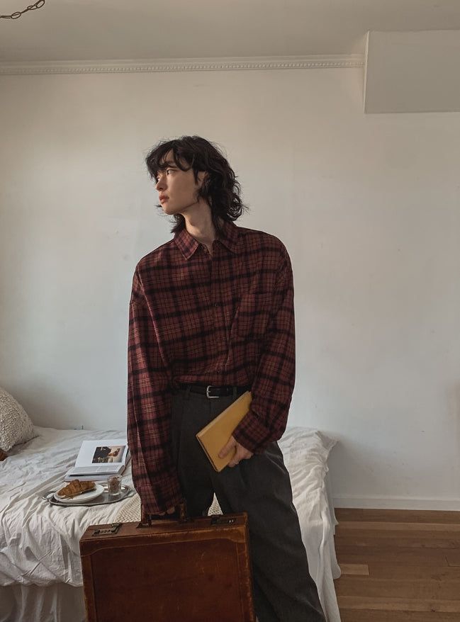 Tier peach checkmate shirt