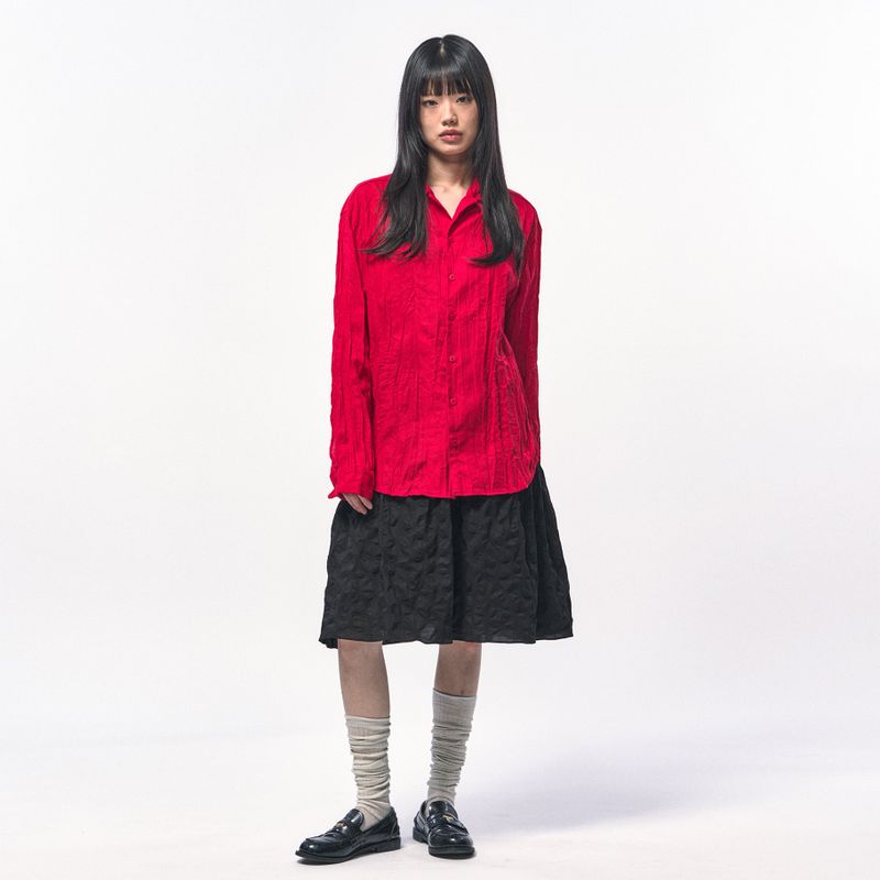 CRINKLE LINEN SHIRTS RED