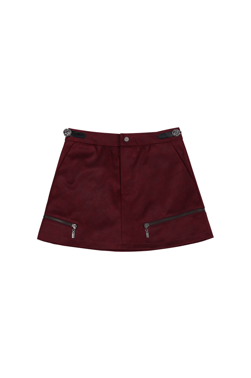 ANTIQUE ROSE SKIRT #SUEDE RED