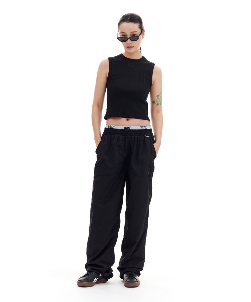 NYLON SHIRRING PANTS (BLACK)