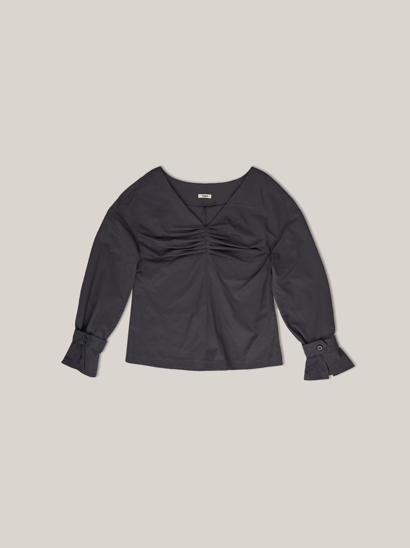 PINTUCK POINT BLOUSE [ CHARCOAL ]