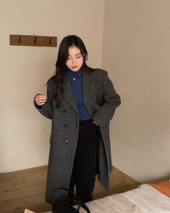 Modern Twill Overfit Wool70 Long Coat (2color)