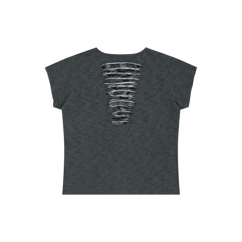 Grunge Claw Camo Eyelet Tee - Charcoal