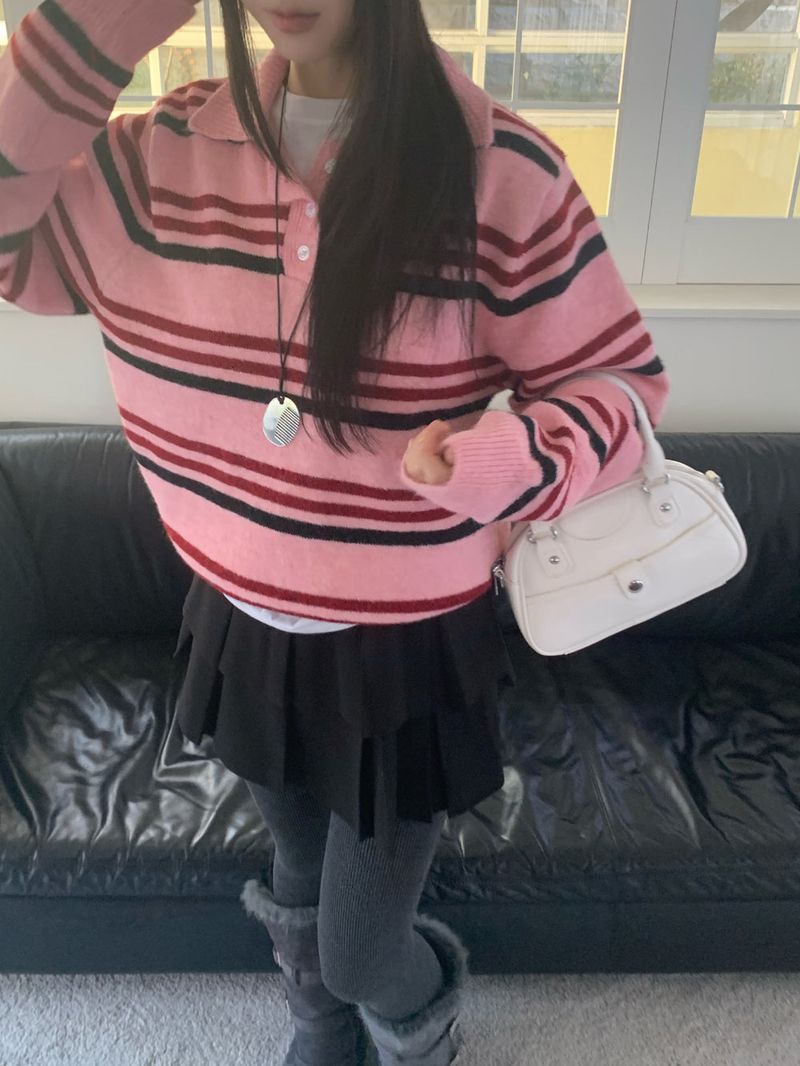 Candy Parade Collar Stripe Knit