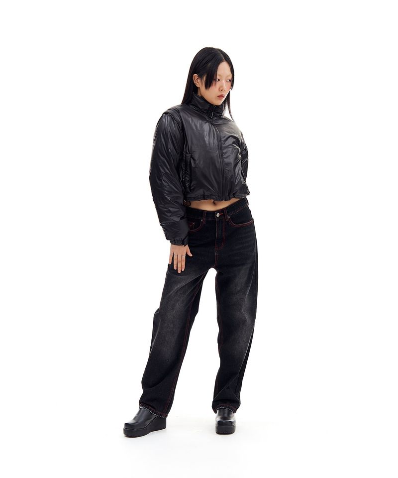 939 DETACHABLE CROP DOWN JACKET (BLACK)
