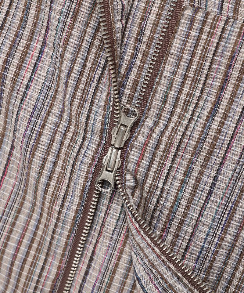 HOODED CHECK WIND BREAKER BROWN(CV2FSUB962A)