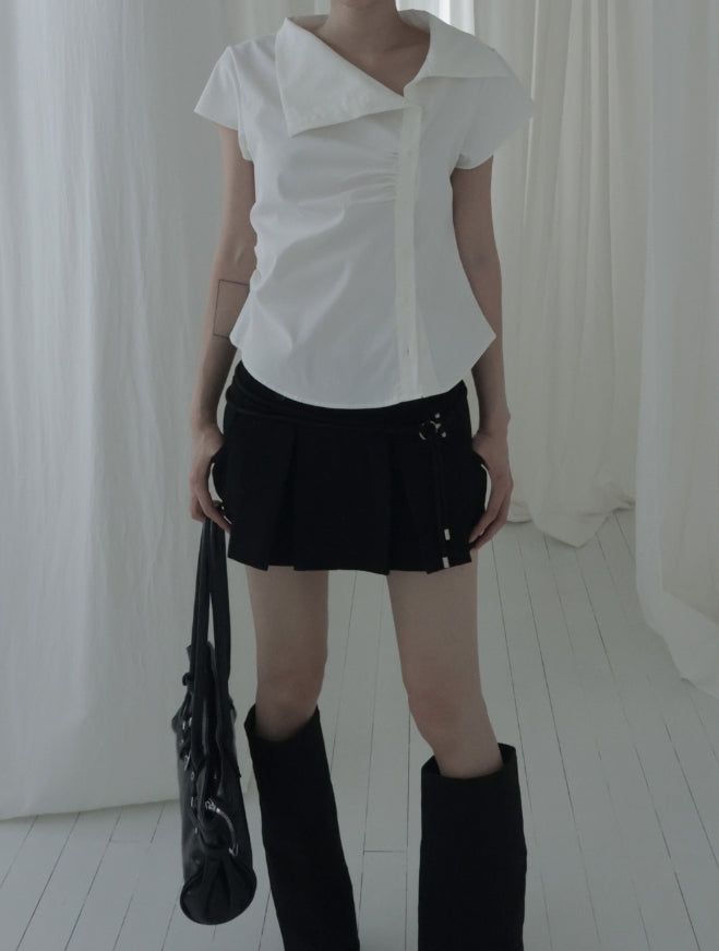 Bowty Pleated Button Skirt Pants