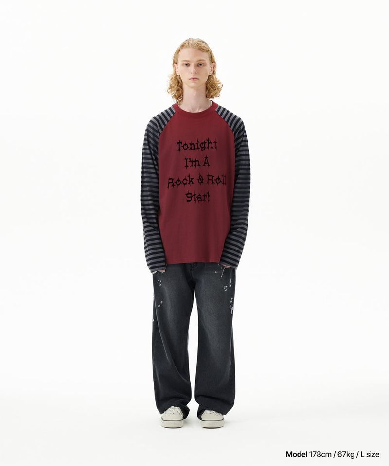 ROCK STAR RAGLAN STRIPE LS TEE