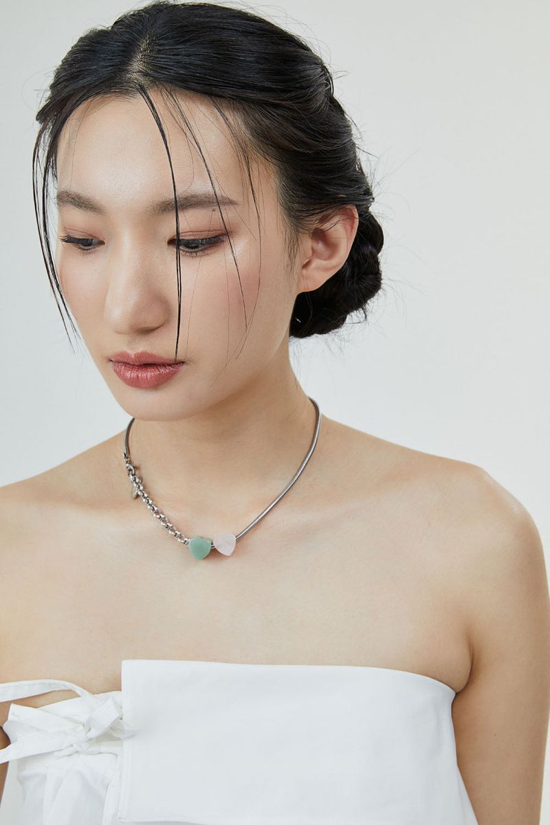 Heart snakechain necklace-mix