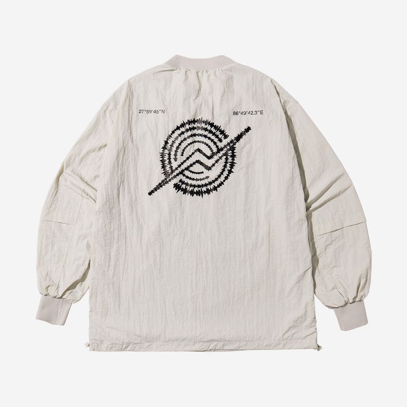 Nylon Zip Pocket Round Shirt - WHITE