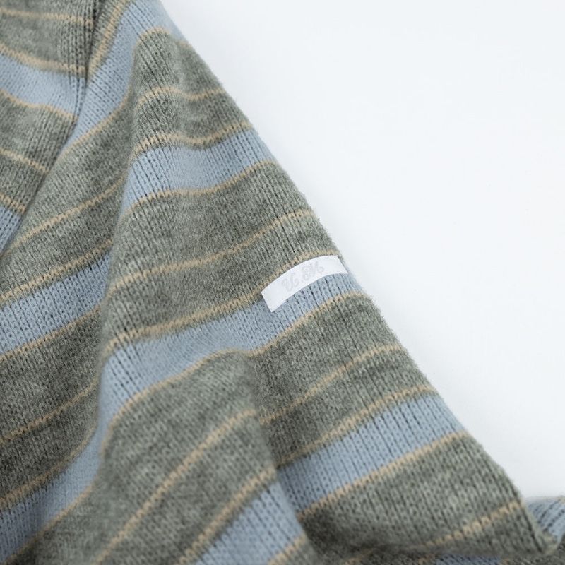 Stripe Knit Zip-Up Hoodie_Grey