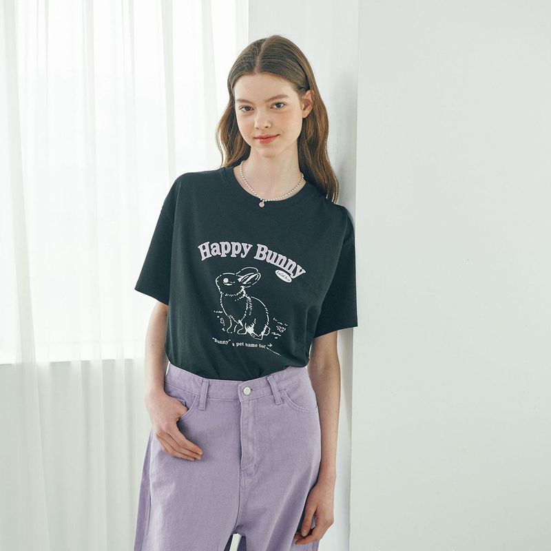 Happy Bunny T-shirt - BLACK