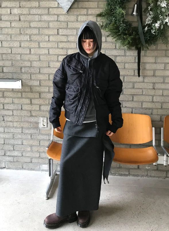 (WOOL) TIE STRAP LAYERED SKIRT