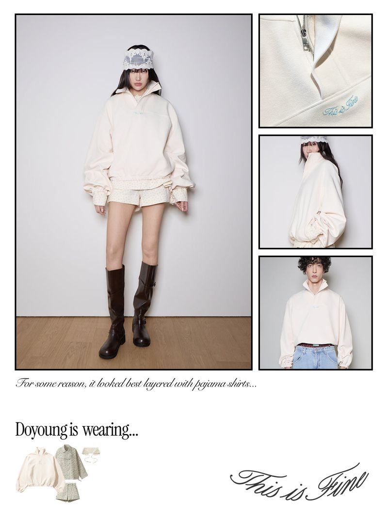 Quarter-Zip Balloon Pullover Sweatshirt