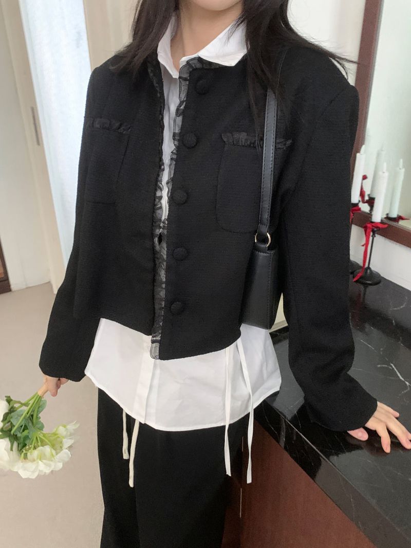 Classic Muse Lace -Trimmed Tweed Jacket