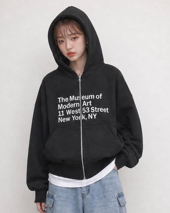 (UNISEX) Museum Bonded Hood Zip-Up