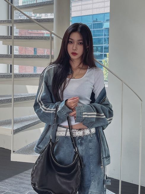 Wings Track Gradient Pinch Denim Jacket