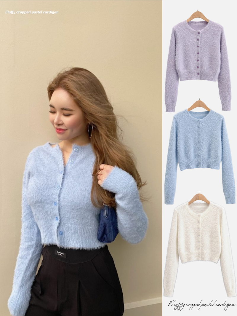 [SALE] Fluffy cropped pastel cardigan