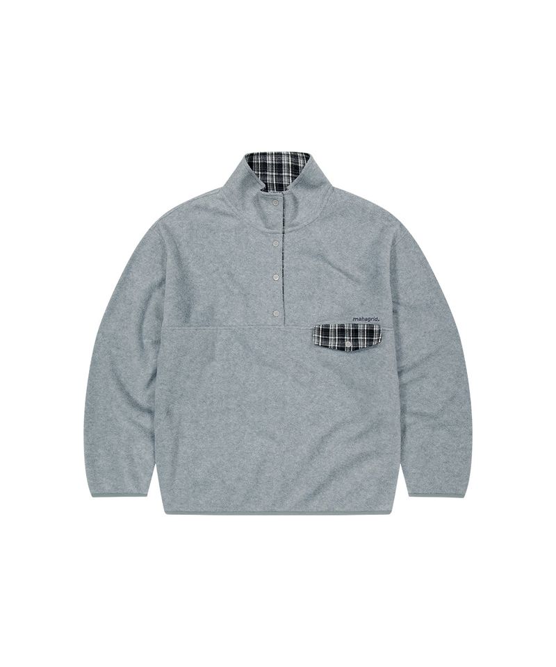 CHECK FLEECE ANORAK_GREY
