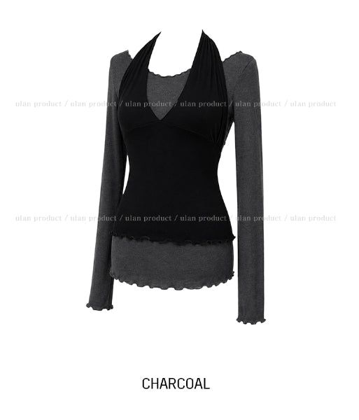 Dani Ruffle Layered Halter Long Sleeve