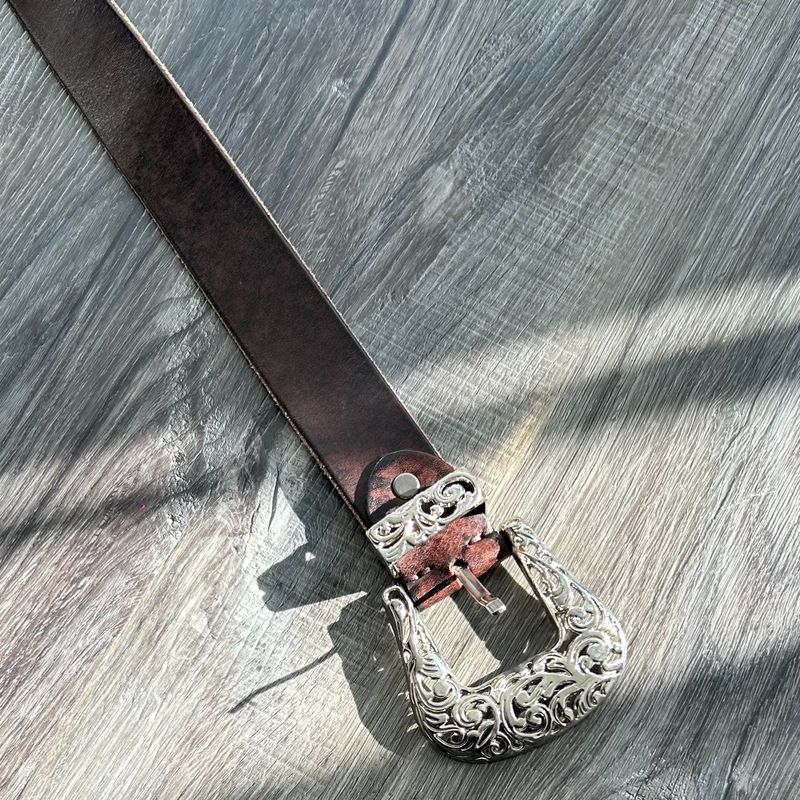 Burgundy-Brown Western Belt