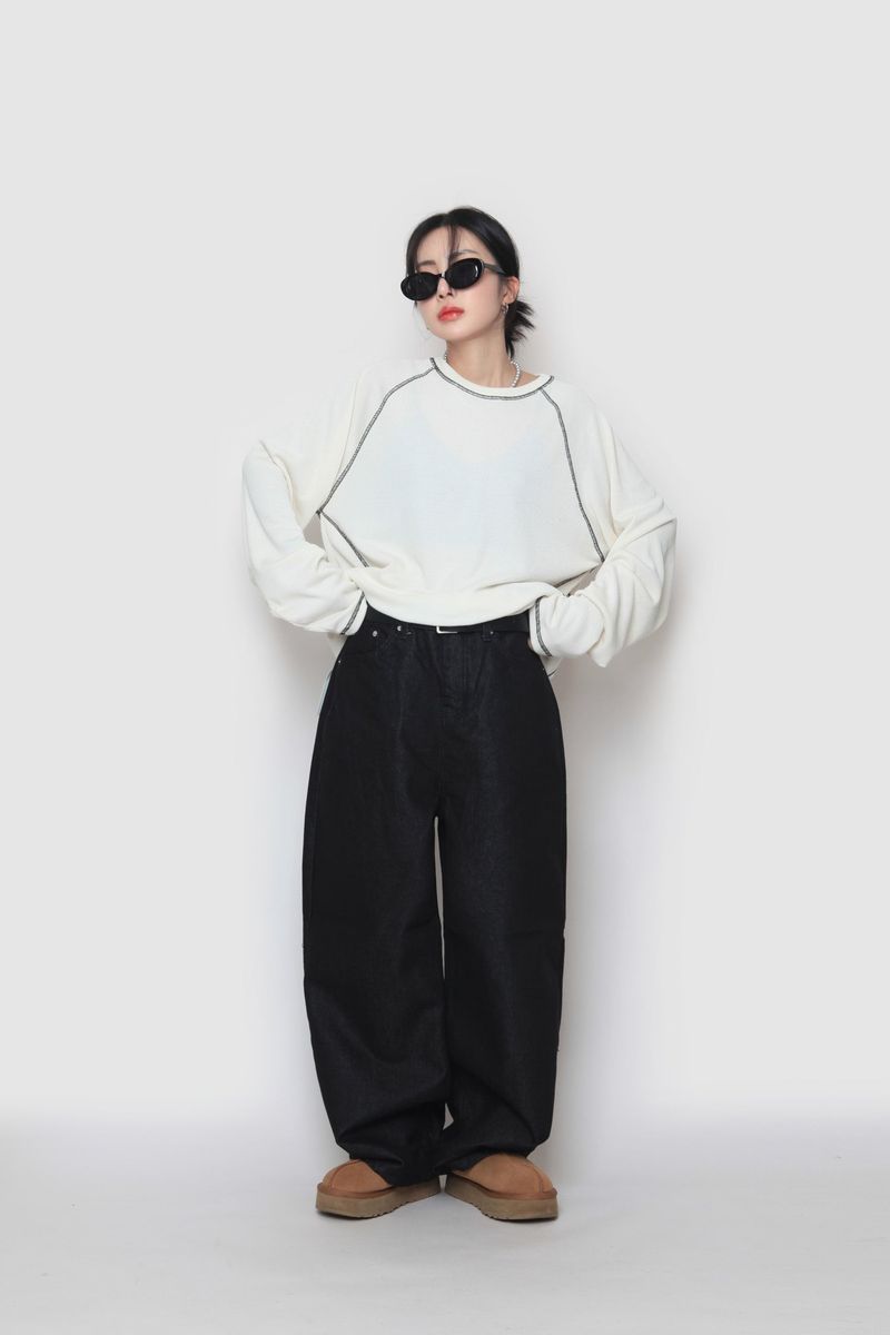 Ribbed Line Long Sleeve T