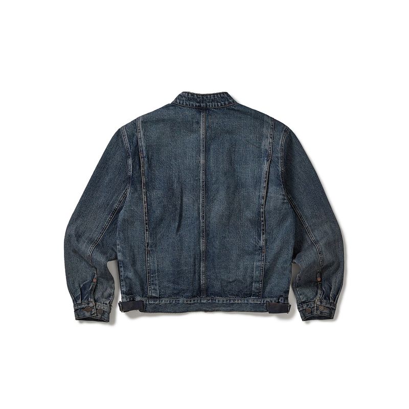 Mounted denim short jacket / Vintage blue