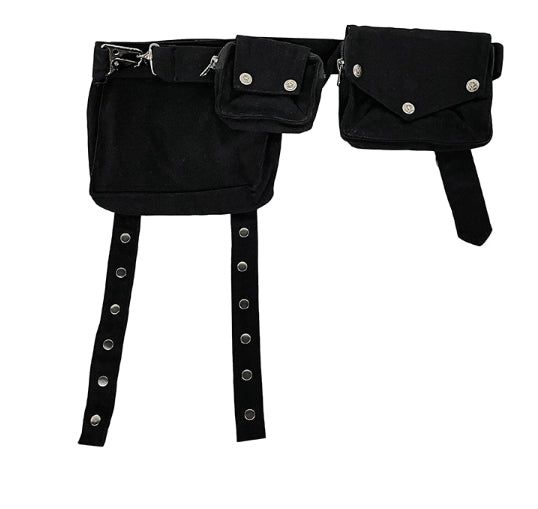Button Strap Multi Pocket Belt Bag