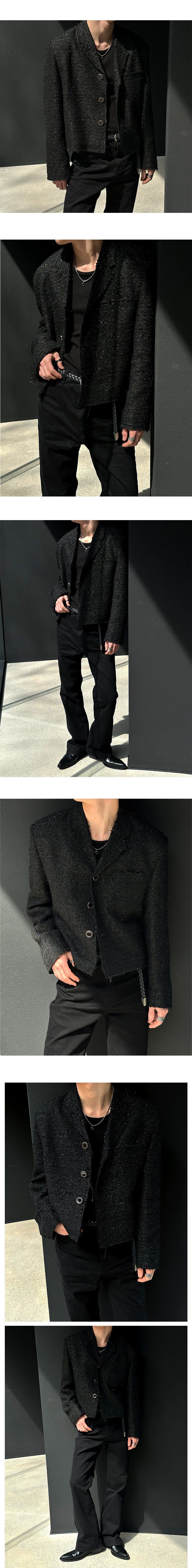 [PREMIUM] Crush glitter tweed jacket(2color)