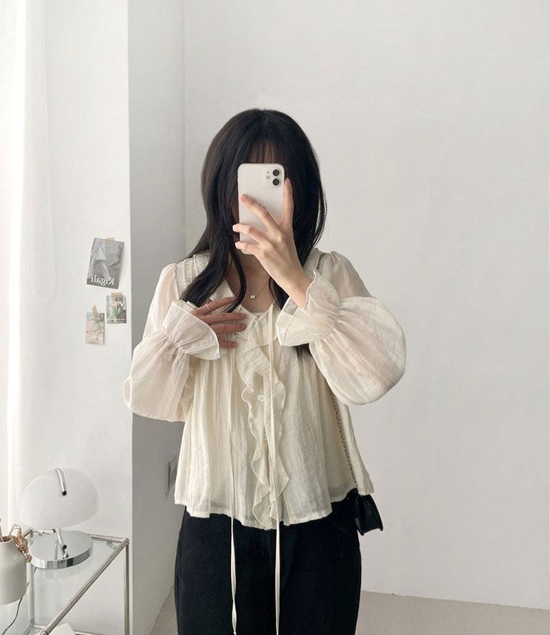 Poen puff string frilled blouse