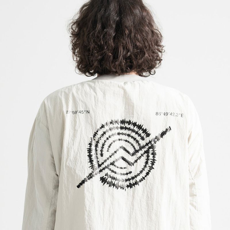 Nylon Zip Pocket Round Shirt - WHITE