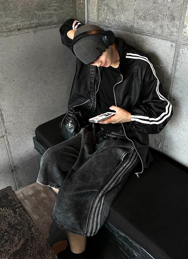Lightweight High-Neck Side Track Wind Jacket 4color