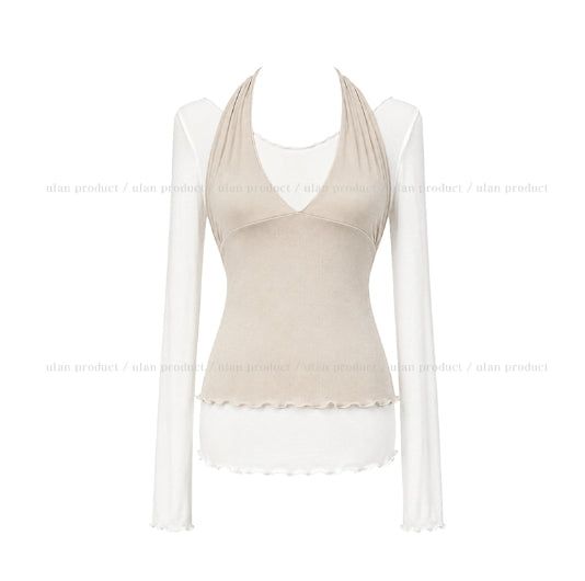 Dani Ruffle Layered Halter Long Sleeve