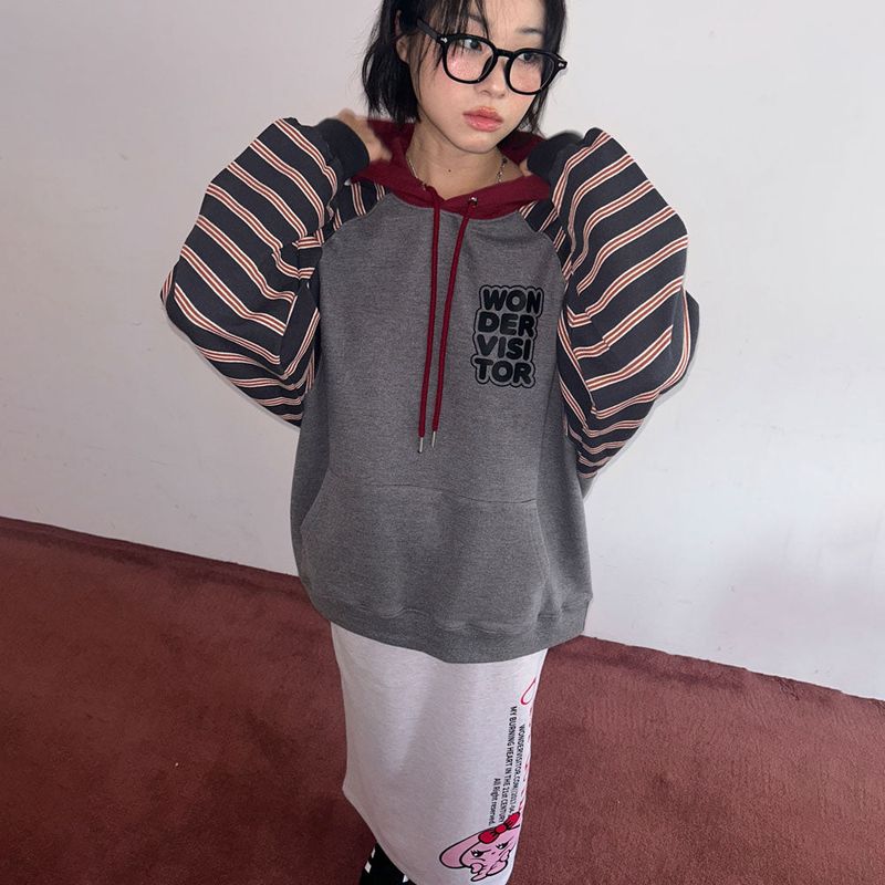 Logo mixed Raglan Hoodie [2 color]