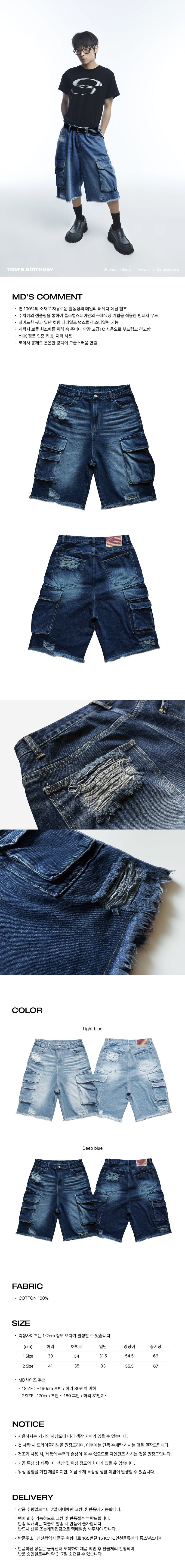 TBD XXL CARGO BERMUDA PANTS - Deep blue