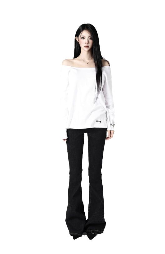 Deep-sticking Low Bootcut Denim Pants