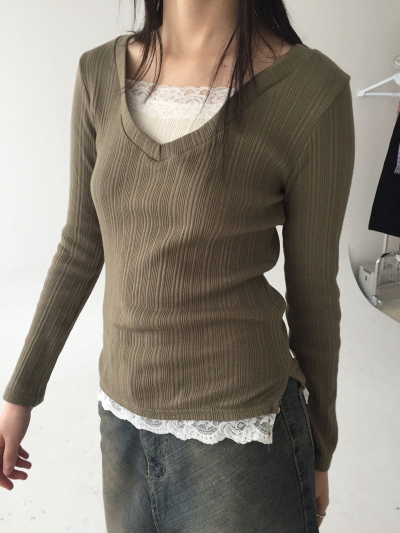 DUGGY（ダギー）の「Lace ribbed long sleeves（Tops）」