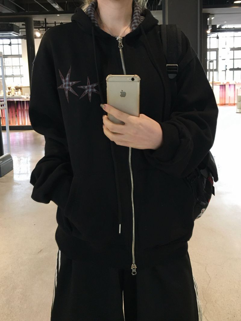 Star Patchwork Fleece Hooded Zip-Up (2c)