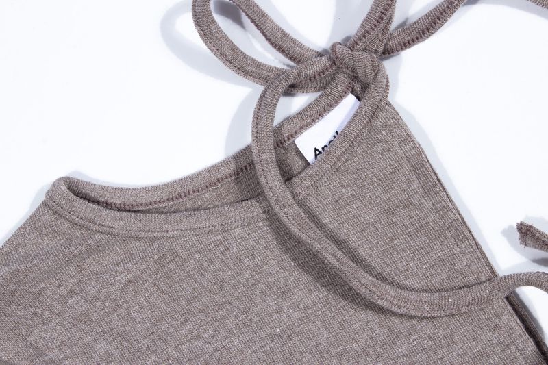 UNBALANCED WARMER CROP TOP (Dark Beige)