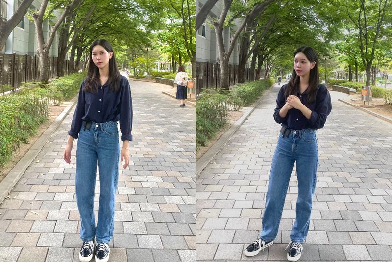 MEDIUM BLUE STRAIGHT DENIM PANTS [16626]