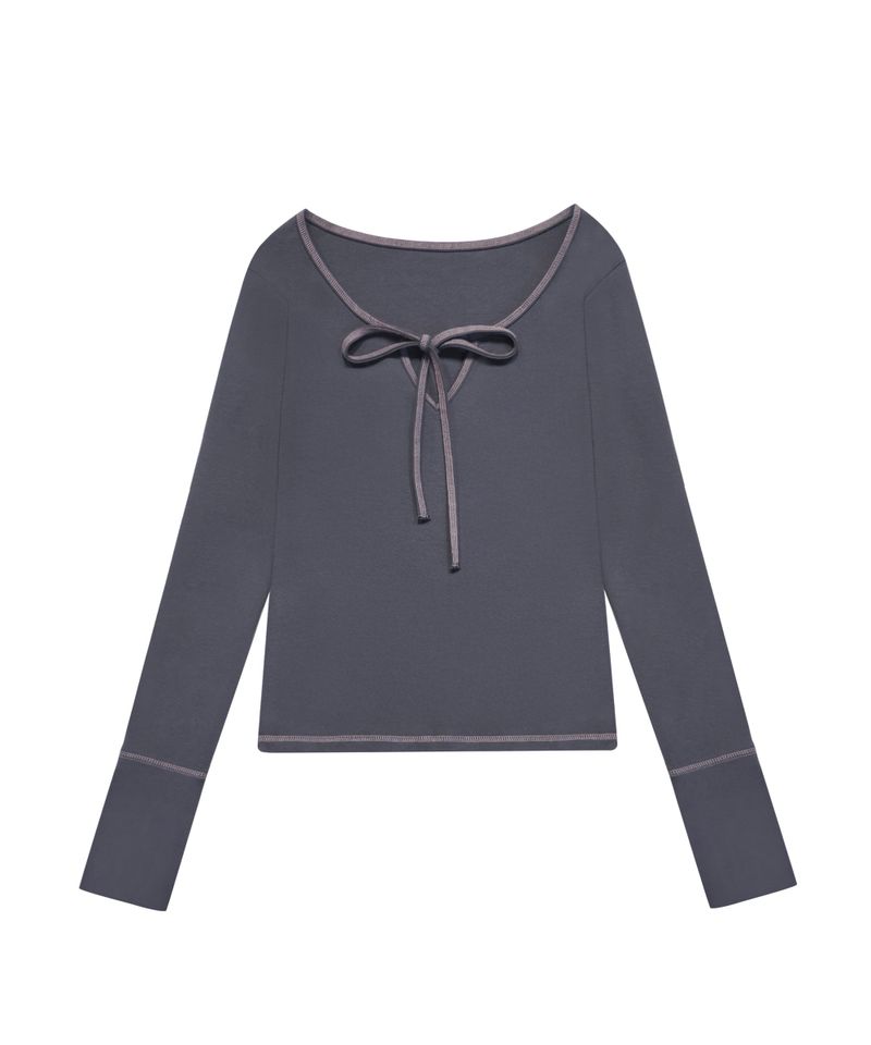 STITCH RIBBON T CHARCOAL